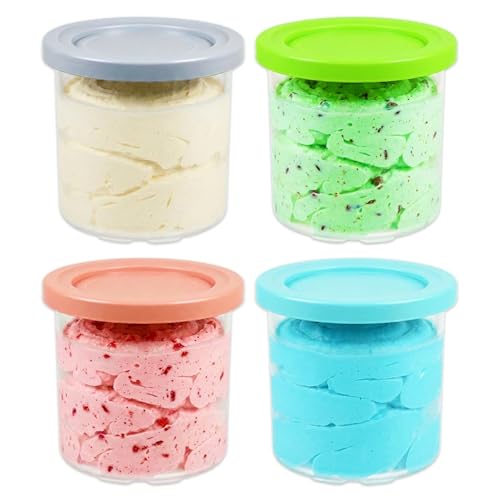 SPARES2GO Recipientes para helado con tapa para Ninja Creami máquinas NC300, NC301, NC299AMZ, CN301CO y CN305A (paquete de 4, 450 ml)