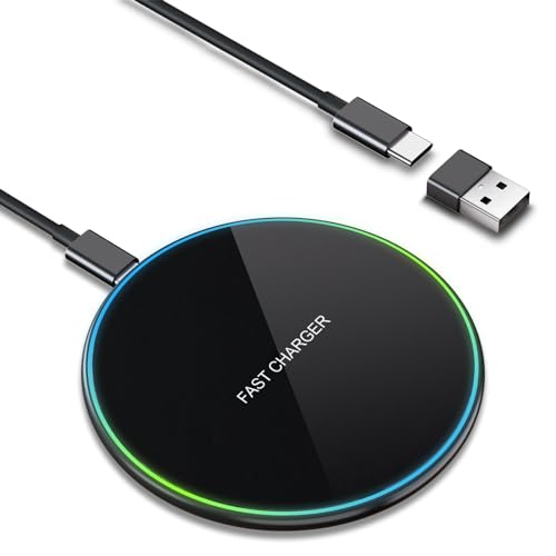 Wireless Charger for Samsung and iPhone, Qi-Certified 15W Wireless iPhone Charger Fast Charge iPhone Charging Pad for Samsung Galaxy S24 S23 S22 S21 S20 FE, iPhone 15 Pro Max 15 Plus 14 13 12 11 XR