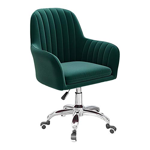 Silla ergonómica de terciopelo para oficina, silla de escritorio giratoria ajustable con reposabrazos, cómoda silla de computadora para oficina en casa y dormitorio, diseño elegante y de apoyo