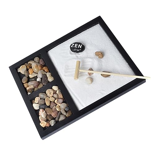 Abaodam Desk Zen Garden Japanese Style Meditation Garden Miniature Landscape Japanese Sand Table Ornaments