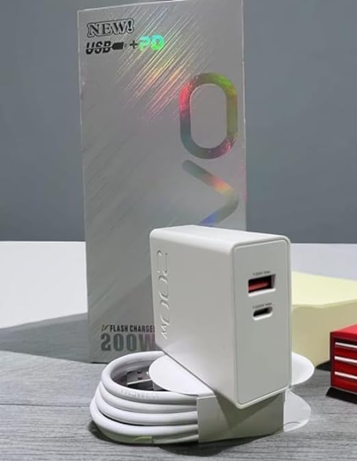 Image of Original 200W Quick Charge Multiport Mobile Charger with Detachable Cable for iQoo 10 Pro 5g 10 9T 9 Pro 8 Pro 7 /1.5M 10A Fast Charging (TEN112)