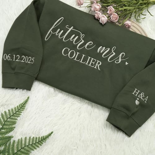 Personalized Embroidered Mrs Sweatshirt – Future Bride,Bridesmaid & Bachelorette Gift, Matching Couple Hoodie2