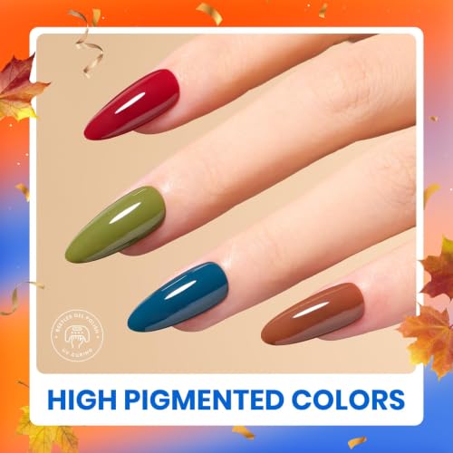 Image of Beetles Fall Gel Nail Polish Colors Set - Red Yellow Cat Eye Gel Polish