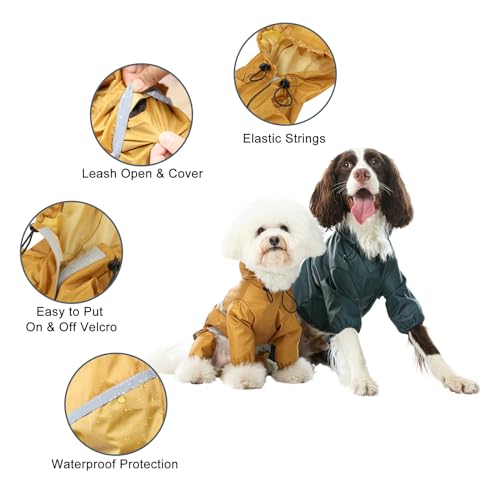 Dog Raincoat Jacket for Small Medium Large Dogs, Raincoat with Hood Poncho Waterproof Puppy Raincoat-Yellow Dog Raincoat Jacket for Small Medium Large Dogs, Raincoat with Hood Poncho Waterproof Puppy Raincoat-Yellow