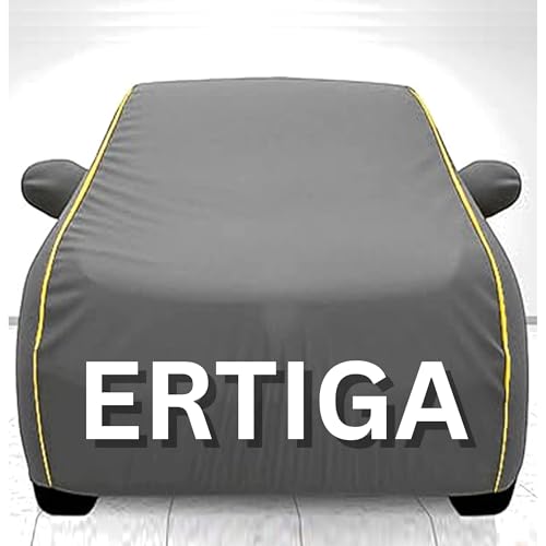 Image of 100% Waterproof Car Cover for ERTIGA UV Protection, Dustproof, Windproof | Custom Fit with Mirror Pockets, Belt & Buckle | All Weather Outdoor Body Cover (Grey)
