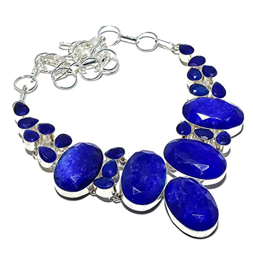 Collier saphir bleu Kashish en argent 45cm pour femme
