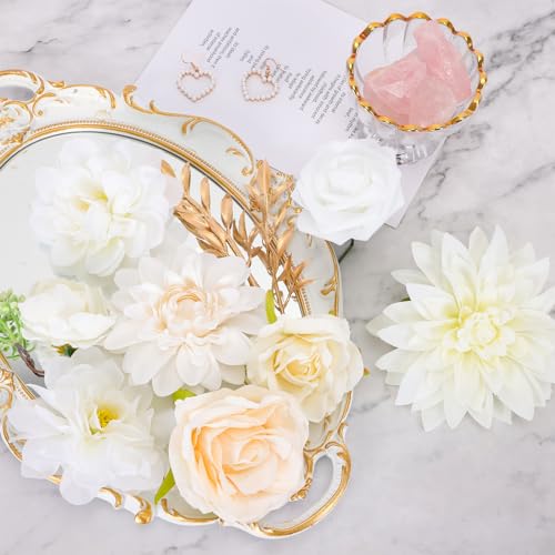 Cewor CEWOR202310080013 White Artificial Flowers Rose Fake Flowers For Diy Wedding Bouquets Combo Centerpieces Arrangements Party Bridal Baby Shower Home Decorations thumb #4