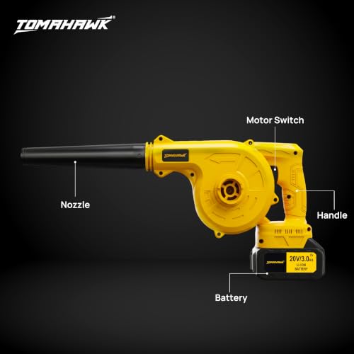Image of TOMAHAWK TCB-20A 20V Cordless Air Blower (No Battery & Charger) | 20,000 RPM | 150 km /h Air Speed | 125 CFM Air Flow | 100% Copper Motor | Compact Electric Blower for Cleaning Home, Car & Workshop