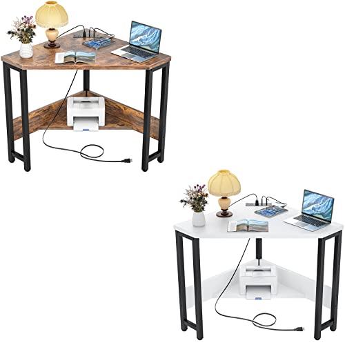Armocity Corner Desk Small Desk With Outlets Corner Table For Small Space cover