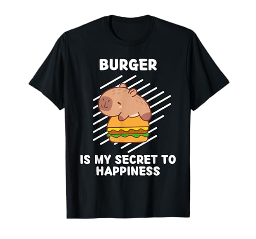 Cute Capybara Burger Is My Secret To Happiness Capybara T-Shirt
