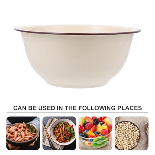 Tazón esmaltado retro beige 25.5 cm para cocina miniatura 3