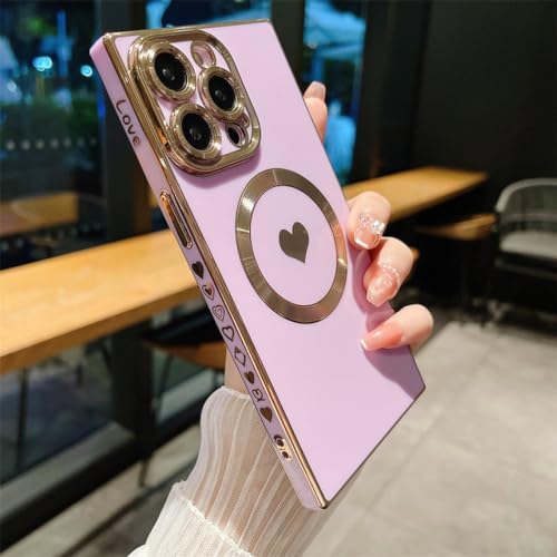 Coque carrée pour iPhone 15 magnétique silicone souple antichoc