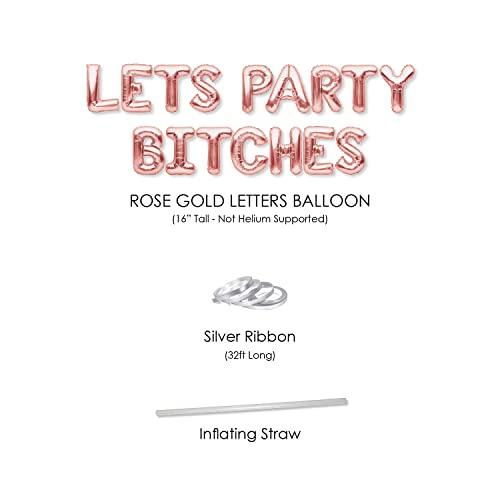 Partyforever Bachelorette Party Balloons Decorations Rose Gold 16 Inch Letters Banner - Bridal Shower Decorations Set #TOP1