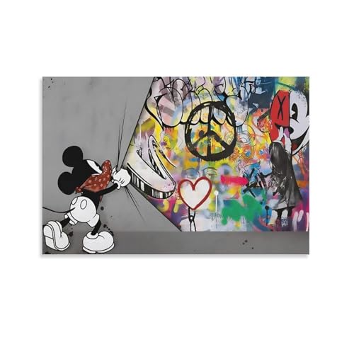 oNV[ A[gpl Banksy Xg[g fBYj[ |X^[ (2) EH[A[g  LoX G xbh[ |X^[ rO ǂ̊G12x18inch(30x45cm)