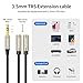 XANHAM 3.5mm Audio Stereo Y Splitter TRS Aux 1/8 Inch Mini Jack Extension 1 in 2 Out Adapter Cable for Headphone Audio Sharing Compatible with iPhone, iPad, iPod, Smartphone, Tablet, Laptop/PC, etc