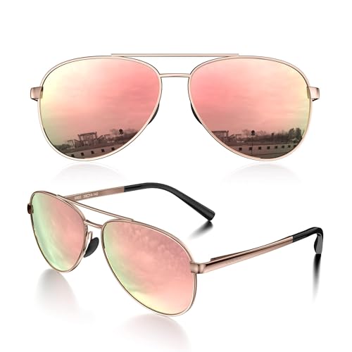 Image of LUENX Aviator Sunglasses for Women Men Polarized Lens Trendy Sun Glasses - UV 400 Protection 60MM with Accessories Driving