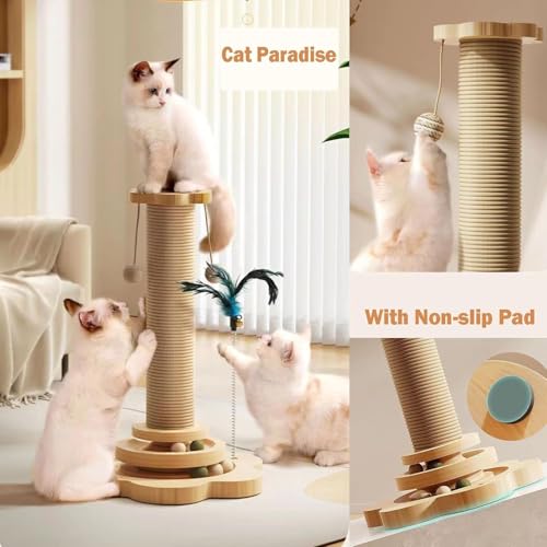 Rascador para gatos con juguete y bola de sisal, 45.99 cm alto miniatura 4