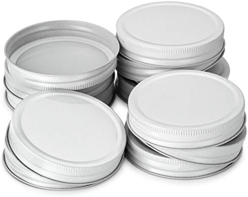 Kook Mason Jar Lids, Wide Mouth, for Wide Mouth Mason Jars, Leak Free, Airtight Silicone Seal, Made in USA, Set of 12, White