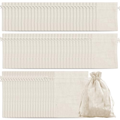 100 bolsas de especias con cordón reutilizables de algodón en 3 tamaños (6 x 8 cm, 8 x 10 cm, 10 x 15 cm), bolsas de té para té suelto, café, hierbas, té de frutas