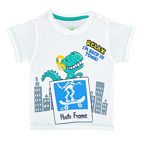 Image of Pack of 6 Baby Boys and Girls 100% Cotton Printed Regular fit Tshirts with Shoulder Poppers (0 to 24 Months)
