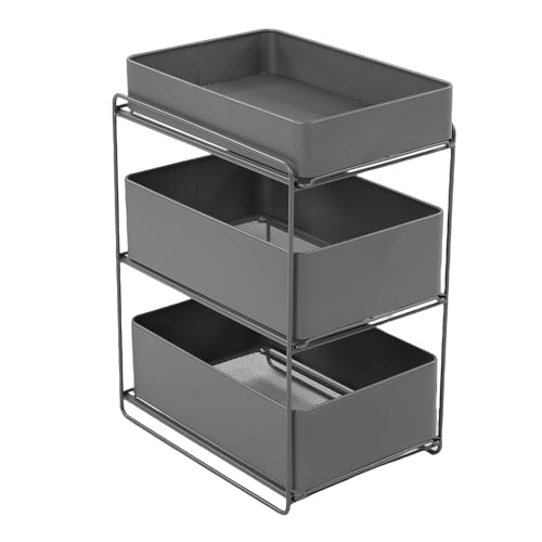 Organizador para debajo del fregadero Zopsc de acero con 3 niveles, capacidad y diseño deslizante para baño, cocina y ahorro de espacio