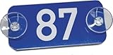 Ordnungsnummer für Mietwagen - Mietwagennummer nach BOKraft § 27 – Konzessionsnummer (blau/weiß 15 x 7 cm, Kunststoffschild mit Saugnäpfen)