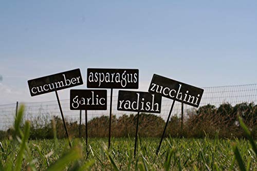 Classic Metal Garden Markers 19 Inches Tall (Bulk Discount 5 Markers, Naturally Rusted) #TOP5