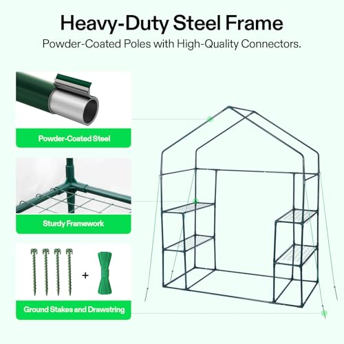 VIVOSUN Transparent 57 x 29 x 77-Inch Mini Walk-in Green House with Windows and Anchors, Plant Garden Hot House - Thumbnail 3