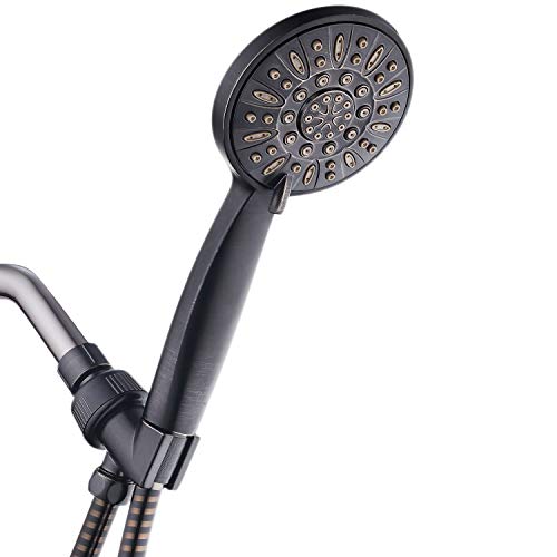 AquaDance Oil Rubbed Bronze High Pressure 6-Setting Hand Held Shower Head with Extra-Long 6 Foot Hose & Bracket  Anti-Clog Nozzles  USA Standard Certified  Top U.S. Brand