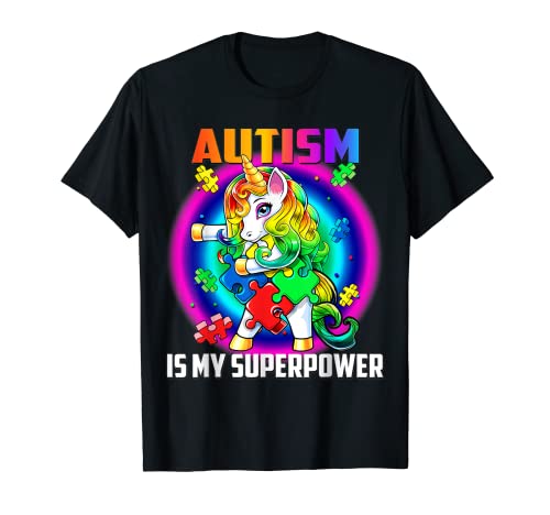 Autism Is My Superpower Dabbing unicornio regalo para niños y niñas Camiseta