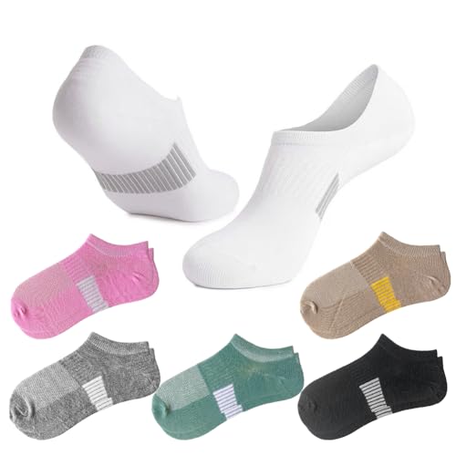 Image of Women's Ankle Cotton Socks Low Cut Athletic Running Soft Thin No Show White Socks 6 Pairs (6, Multi color)