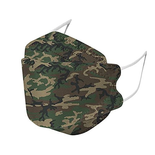 TIANMING 20 Stücke Erwachsene Fischform Mundschutz Camouflage Masken Einweg 4-Lagen Mund und Nasenschutz Fisch-Form 3D Atmungsaktiv Staubmaske Mund-Tuch Cover