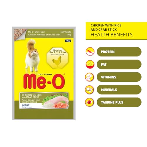 Image of Me-O, Chicken with Rice &Crab Stick 80G, Wet Food, Pack of 12 (80G X 12, 960G)