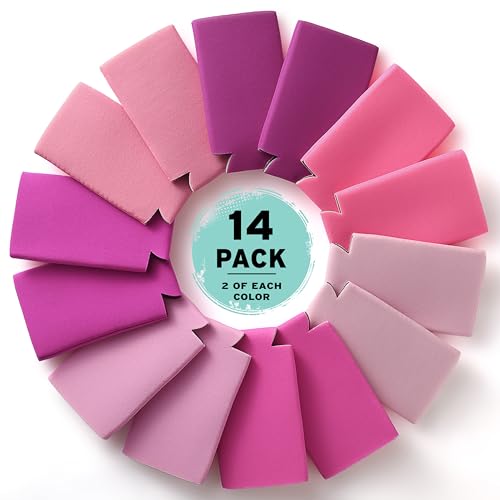 Image of Slim Can Cooler Sleeves (14-Pack) Soft Insulated Slim Can Coolers for White Claw Seltzer & Slim Beer - HTV Blanks for Vinyl Projects - Skinny Can Koolies Bulk - Tall Can Koolie - Can Cozy for Slim Can