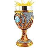 Cáliz De Cáliz - Recipiente Medieval Vintage De Acero Inoxidable De 7,5 X 7,5 X 16,5 Cm | Copa De Vino Forrada De Resina 3D De Piedras Preciosas Para Uso Diario, Decoración De De Cumpleaños, Ba