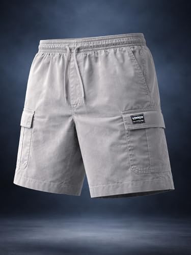 Image of Veirdo Men Twill Woven Cargo Shorts Lightweight Summer & Outdoor Wear Drawstring Waist Multi Pocket Design Adjustable Fit Comfortable, (S to 2XL)