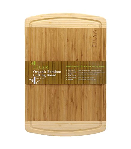 Premium Bamboo Cutting Board with Juice Groove - EXTRA LARGE 18x12 by FILAM GOURMET