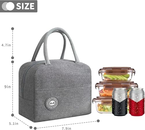 Image of Insulated Lunch Bag for Office, School, Men, Women, Hot & Cold Lunch Box, Tiffin Pouch (Gray Bag)