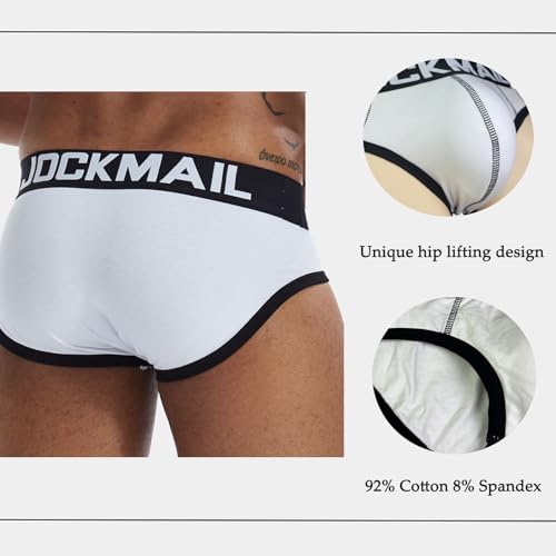 JOCKMAIL Mens Underwear Briefs Men's Cotton Low Rise Briefs Moisture-Wicking Underwear for Men 2-Pack3