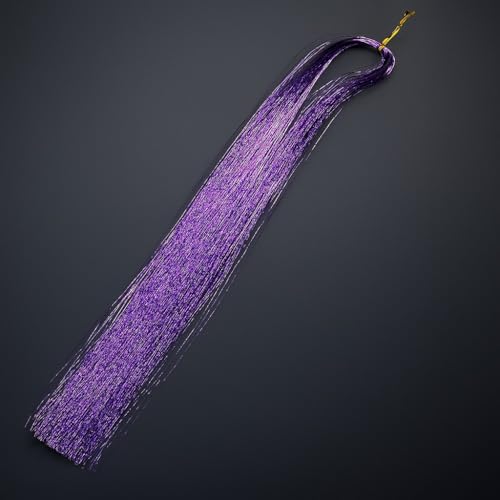 Silver Hair Tinsel Extensions Glitter Hair Strands Clip in Heat Resistant Sparkly Hair Extensions for Girls Women Festival Party Fairy Accessory Long Holographic Kit (1 Count) (Purple) - Image 4