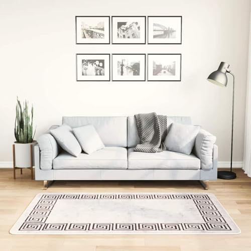 Tapis lavable en velours design haut de gamme beige clair moderne - 2