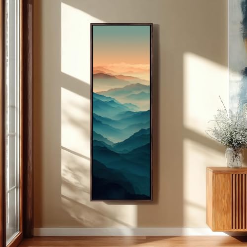 Impression colline à dégradé fin sur grande toile verticale 65 x 195 cm haut de gamme