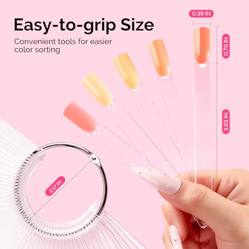 Image of MelodySusie 300 Pcs Nail Swatch Sticks with Ring, Clear Swatches for Gel Polish, Transparent Acrylic Practice Tips, Suitable for Displaying Colors, Training Nail Art for Beginners and Professionals