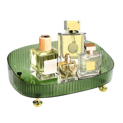 Perfume Organizer, Bathroom Vanity Tray, Makeup Trays for Dresser Top, Countertop Decorative Plastic Decor Tray, Perfume Organizer for Women, organizador de perfumes, Dark Green