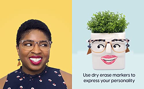 30 Watt Face Plant, Novelty Planter Holds Small Plants, Glasses & You Can Draw On It. Elegant Ceramic Pot For Succulents, Cacti Or Your Average Fern, Perfect Gifting #TOP4