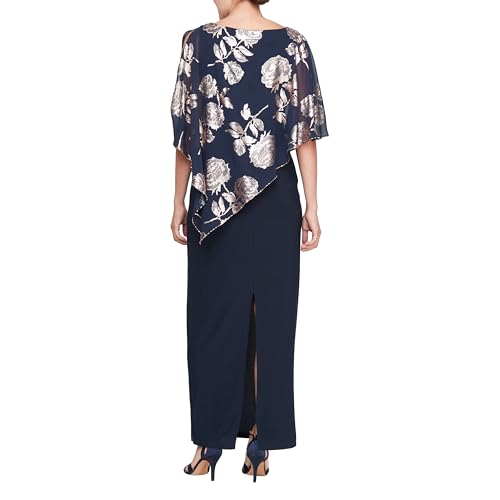 S.L. Fashions Women's Long Cape Mother of The Bride Dress, Formal Gown2