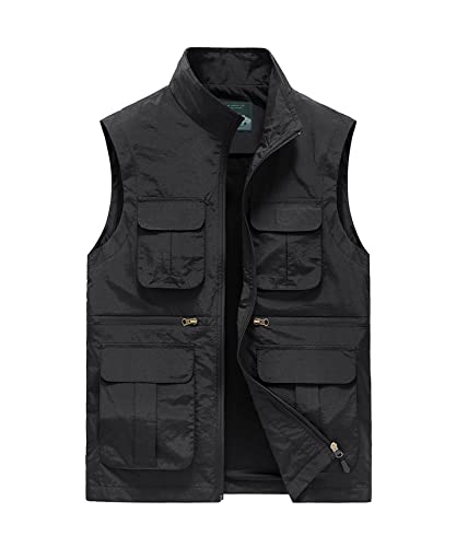 Btmpmcs Gilet da Pesca da Uomo All'aperto Giacca Multi-Tasca Senza Maniche Leggero Traspirante Panciotto Asciugatura Rapida Casual Campeggio Fotografia Caccia Giubbotto da Lavoro