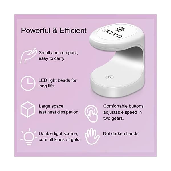 Saviland Mini U V Lampe Für Nägel – 16W U V/LED Nagellampe Nageltrockner U V Lampe Nägel für Gel Nagellack, Poly-Builder… – Bild 6