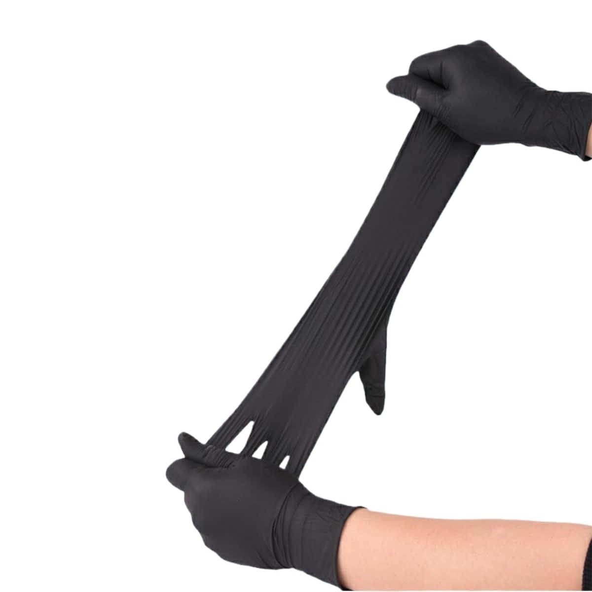100 guantes de nitrilo negros for comedor, laboratorio, salón belleza, odontología, examen civil(M)