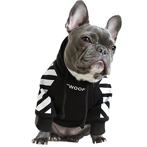 Hundemantel für kleine Hunde, Mode Hoodie, Hund Wintermantel, Hundejacke Geeignet für Schnauzer, Corgi, Französische Bulldogge, Teddy usw Schwarz XXL